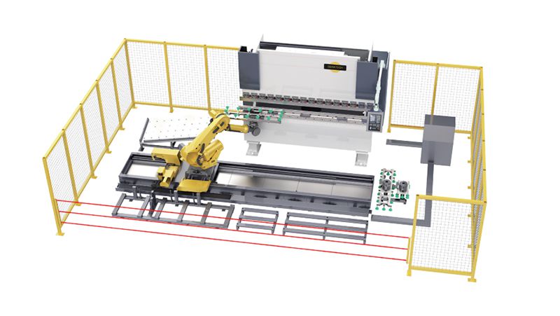 Máy Chấn Gấp Tấm Kết Hợp Robot Di Động